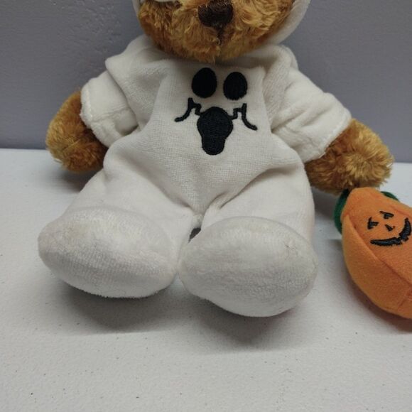 Rare Plushland 2006 Halloween Teddy Bear Ghost Costume Mask Pumpkin Small Plush - Picture 4 of 12